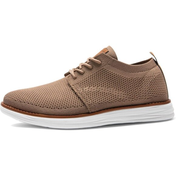 🆕Bruno Marc Men Light/Brown Knit Flex Mesh Oxfords Lace-Up Lightweight Sneakers - Picture 6 of 12